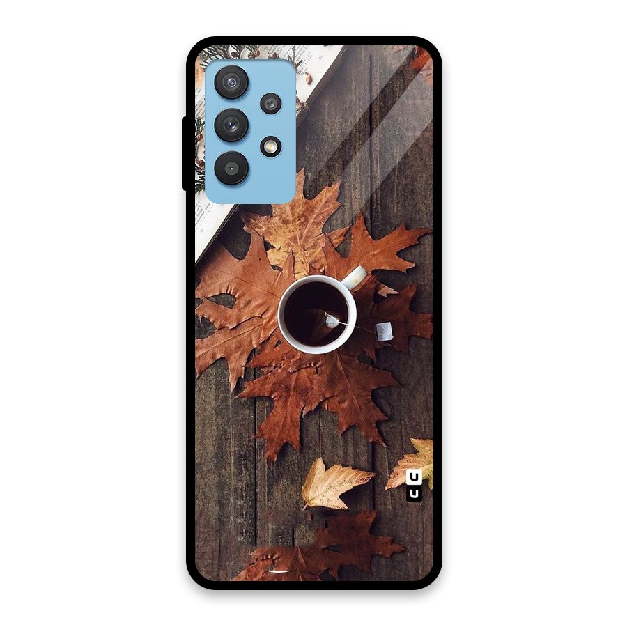 Fall Leaf Coffee Glass Back Case for Galaxy M32 5G