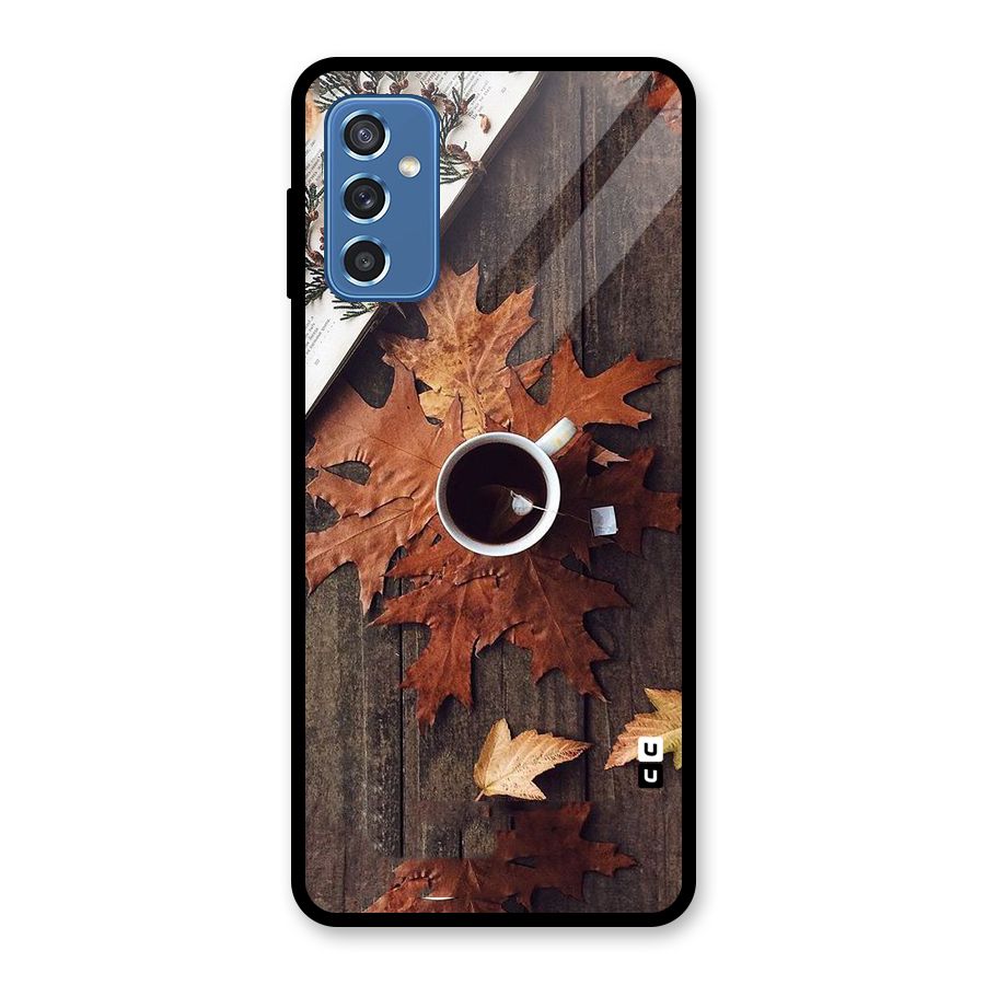 Fall Leaf Coffee Glass Back Case for Galaxy M52 5G