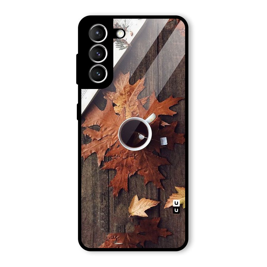Fall Leaf Coffee Glass Back Case for Galaxy S21 5G