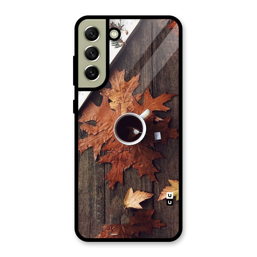 Fall Leaf Coffee Glass Back Case for Galaxy S21 FE 5G