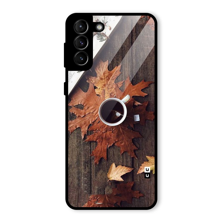 Fall Leaf Coffee Glass Back Case for Galaxy S21 Plus