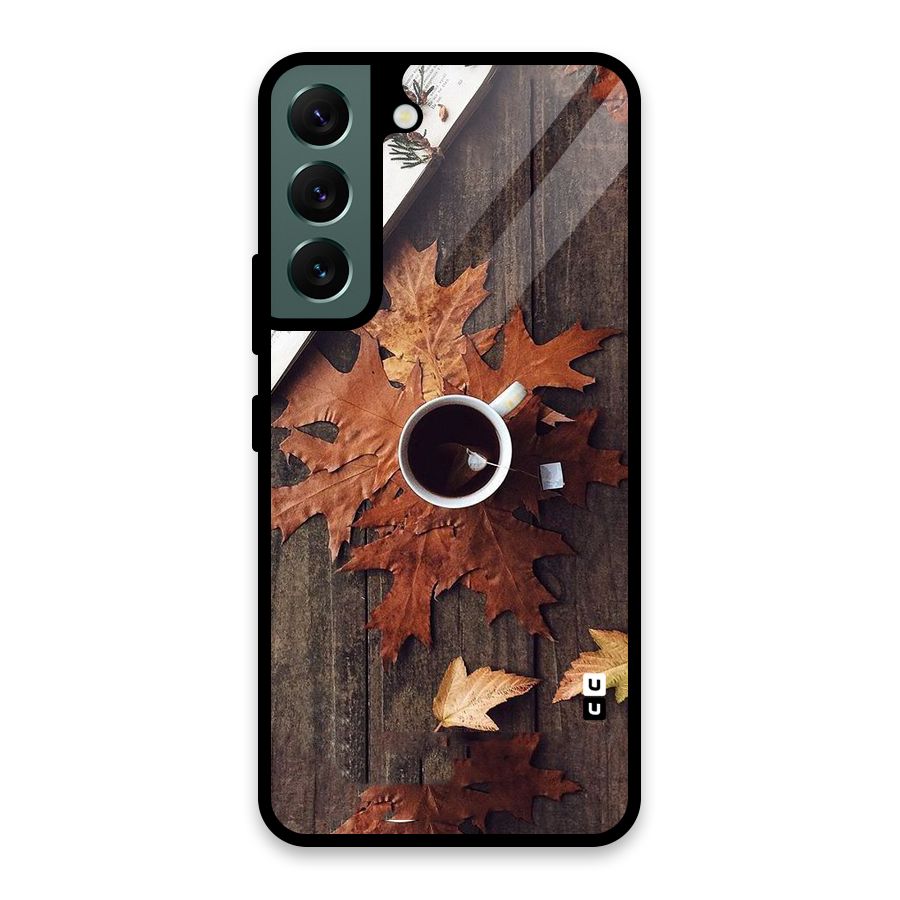 Fall Leaf Coffee Glass Back Case for Galaxy S22 5G