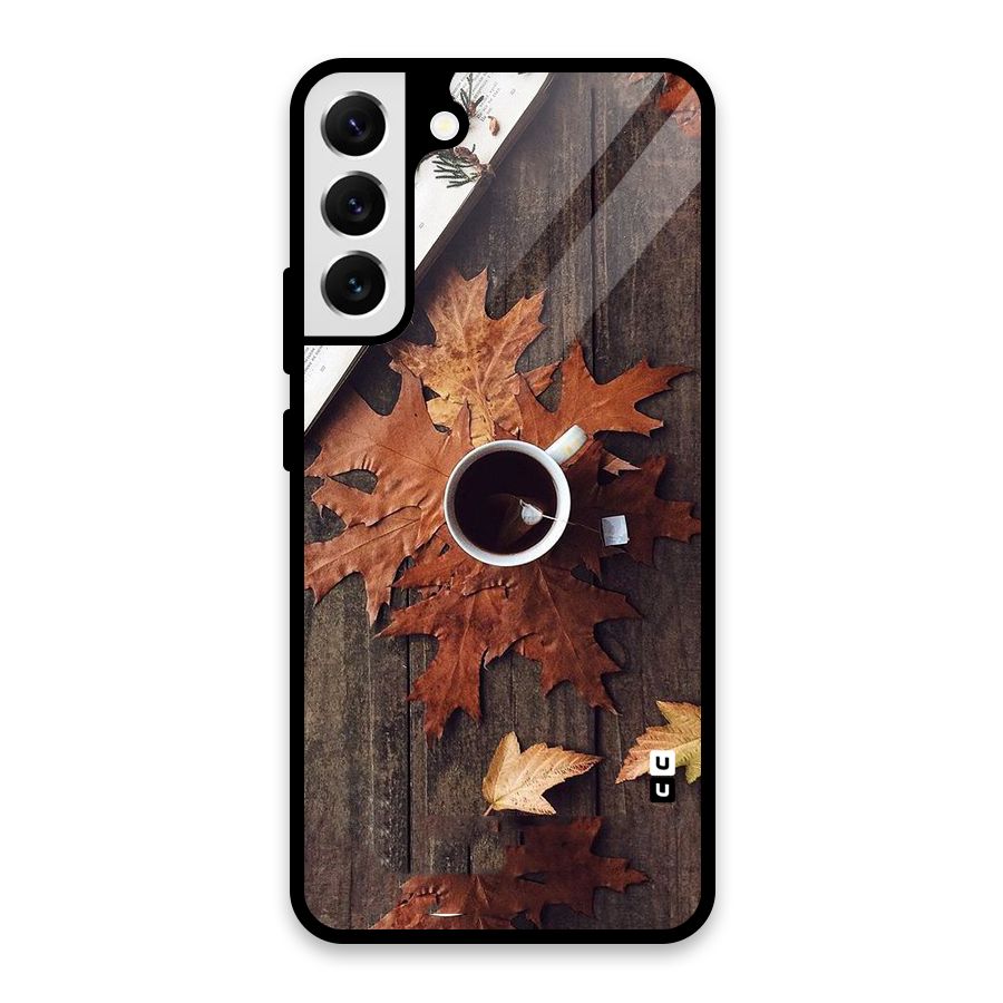 Fall Leaf Coffee Glass Back Case for Galaxy S22 Plus 5G