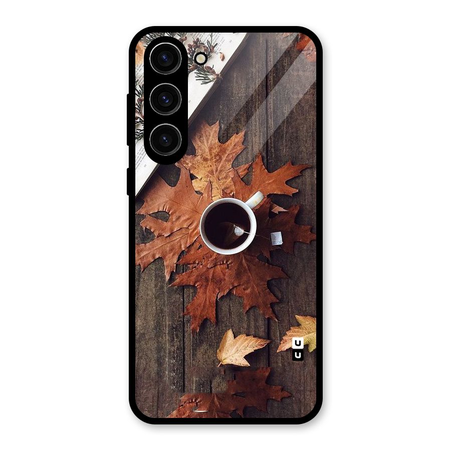 Fall Leaf Coffee Glass Back Case for Galaxy S23 Plus