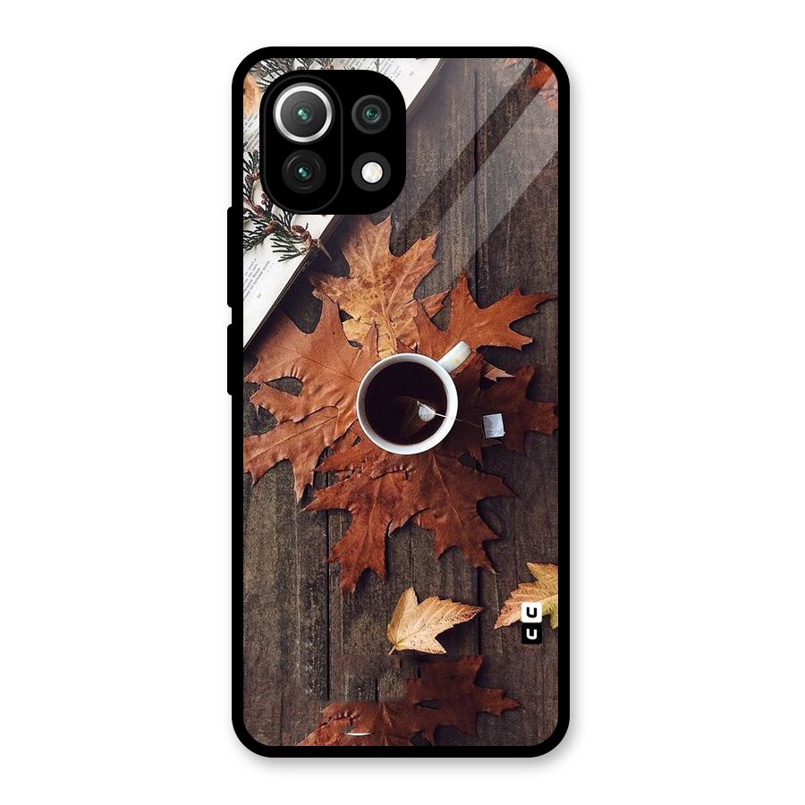 Fall Leaf Coffee Glass Back Case for Mi 11 Lite
