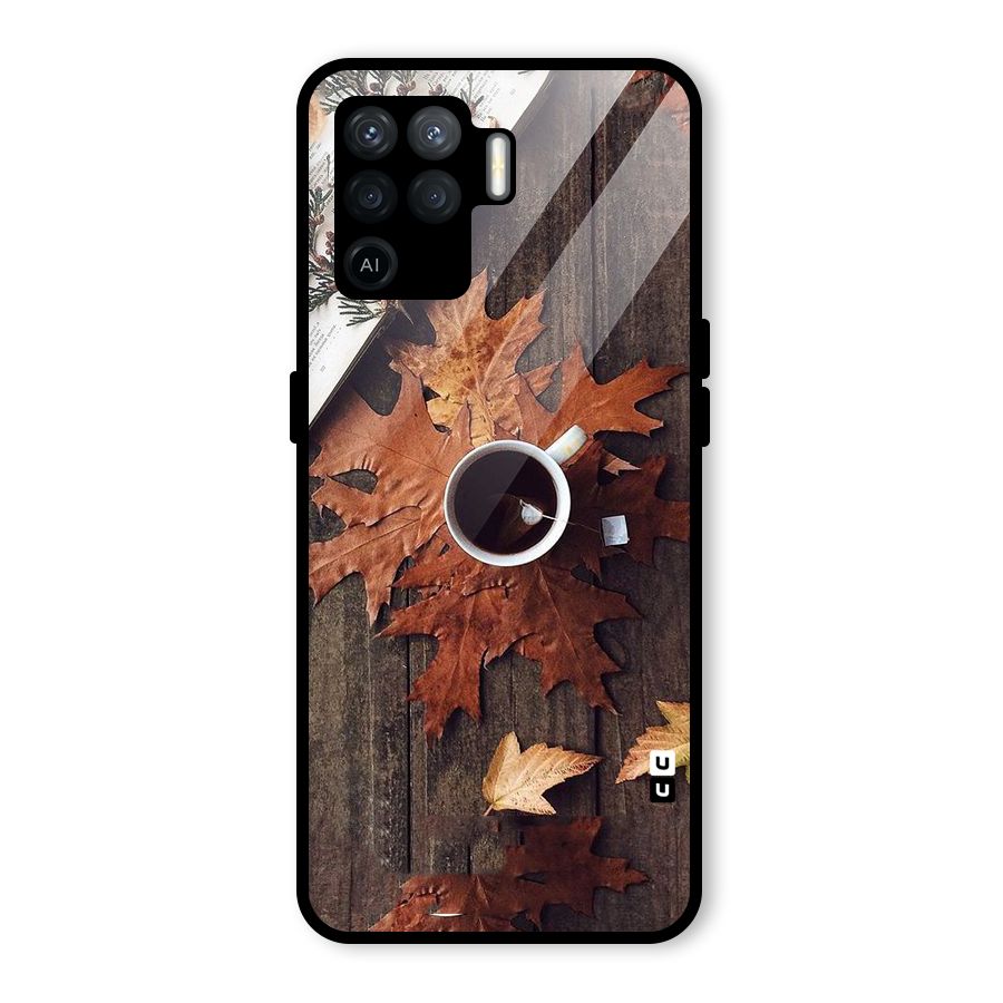 Fall Leaf Coffee Glass Back Case for Oppo F19 Pro