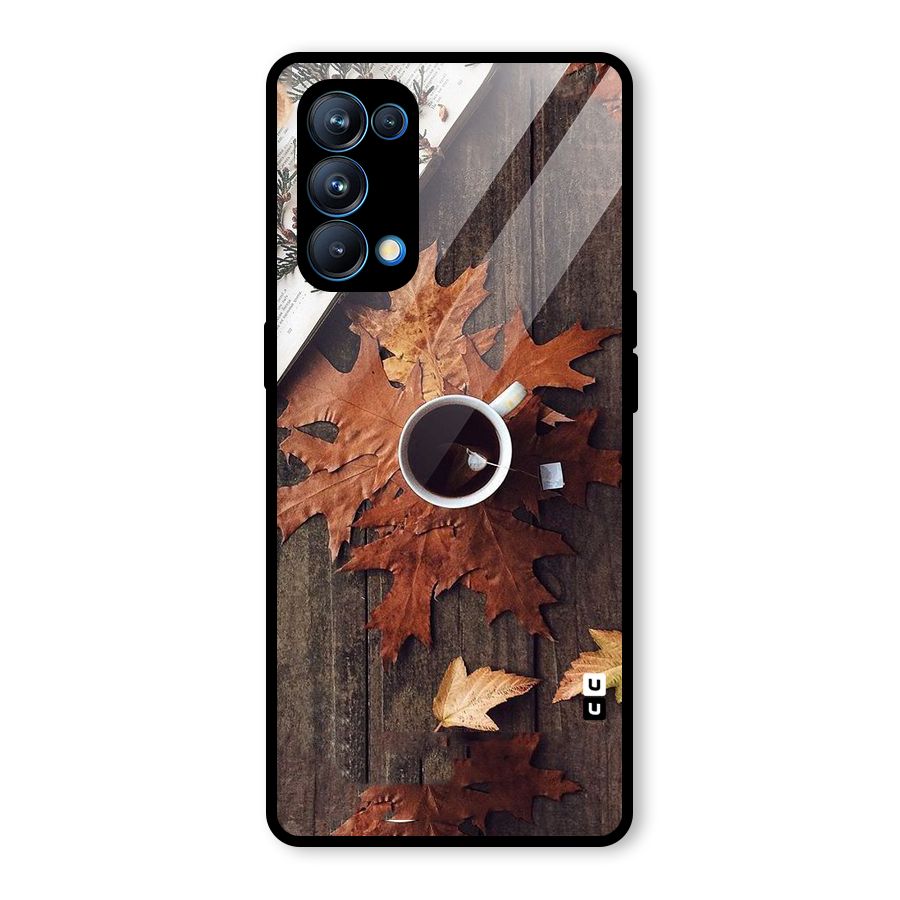 Fall Leaf Coffee Glass Back Case for Oppo Reno5 Pro 5G