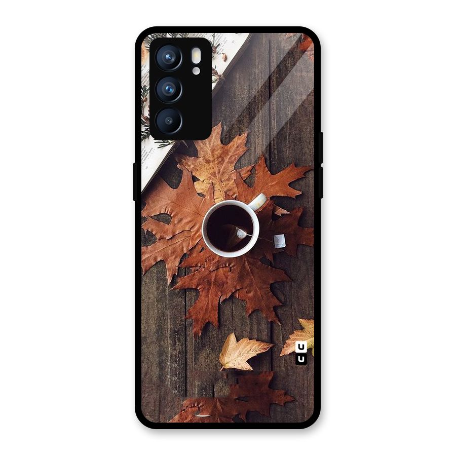 Fall Leaf Coffee Glass Back Case for Oppo Reno6 5G