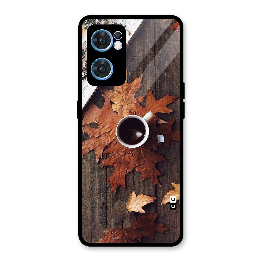 Fall Leaf Coffee Glass Back Case for Oppo Reno7 5G