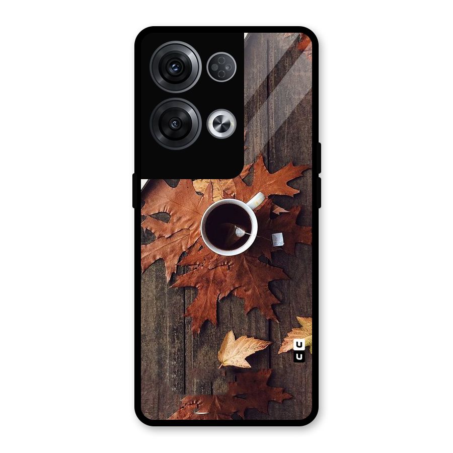 Fall Leaf Coffee Glass Back Case for Oppo Reno8 Pro 5G