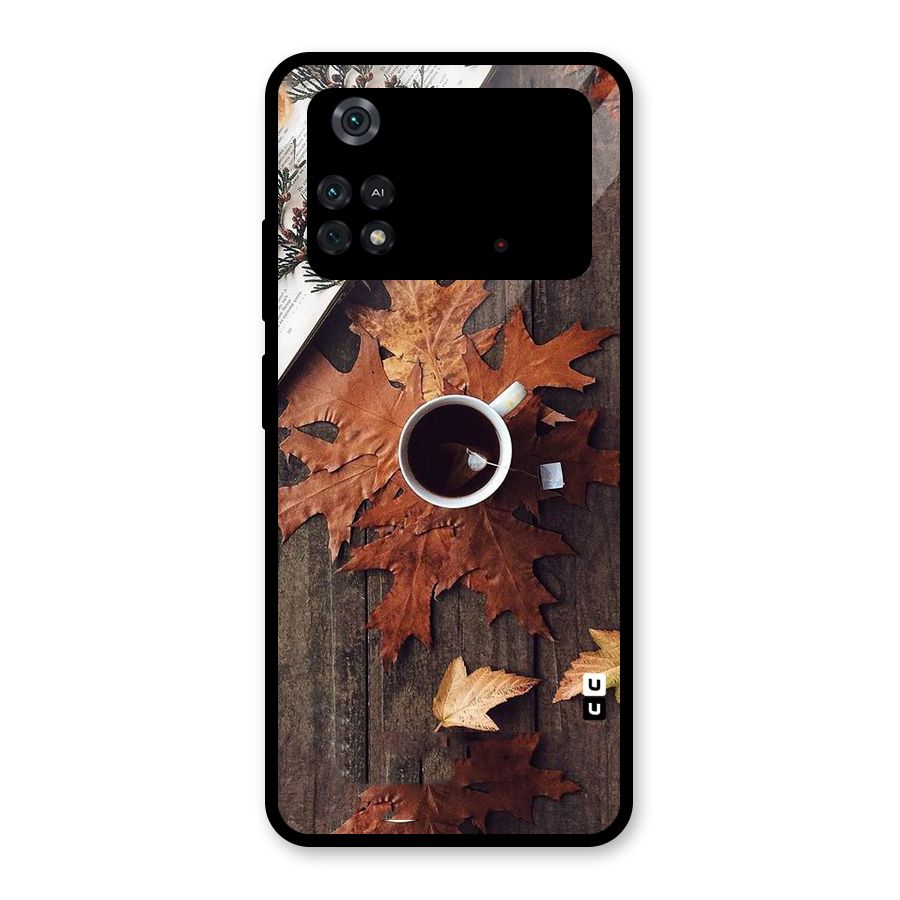Fall Leaf Coffee Glass Back Case for Poco M4 Pro 4G