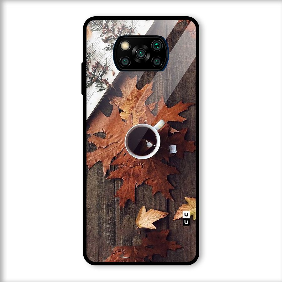 Fall Leaf Coffee Glass Back Case for Poco X3