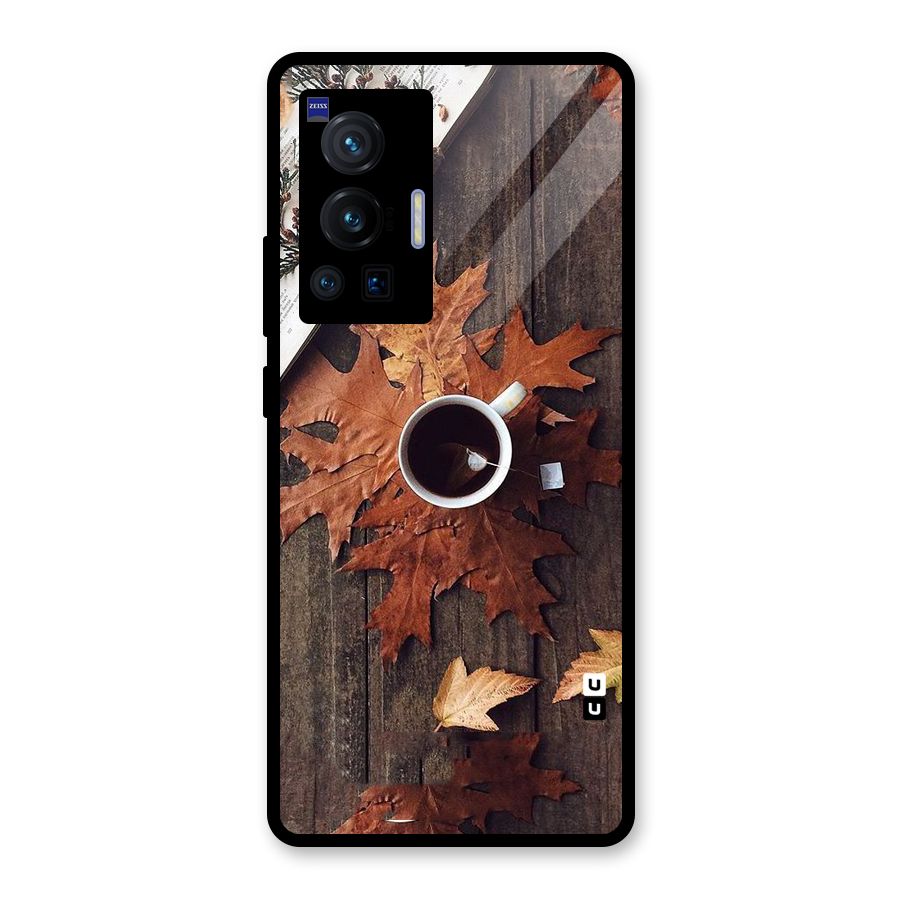 Fall Leaf Coffee Glass Back Case for Vivo X70 Pro