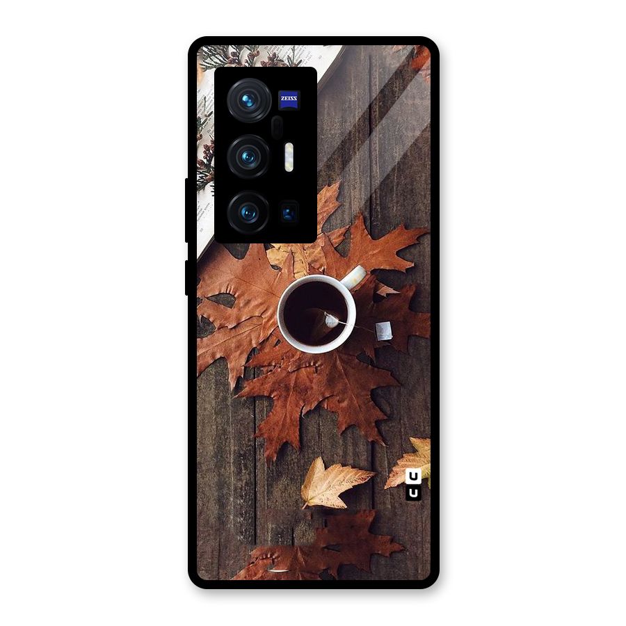 Fall Leaf Coffee Glass Back Case for Vivo X70 Pro Plus