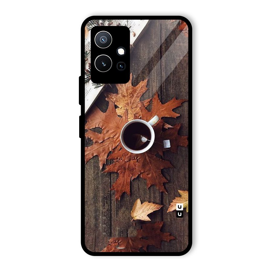 Fall Leaf Coffee Glass Back Case for Vivo Y75 5G