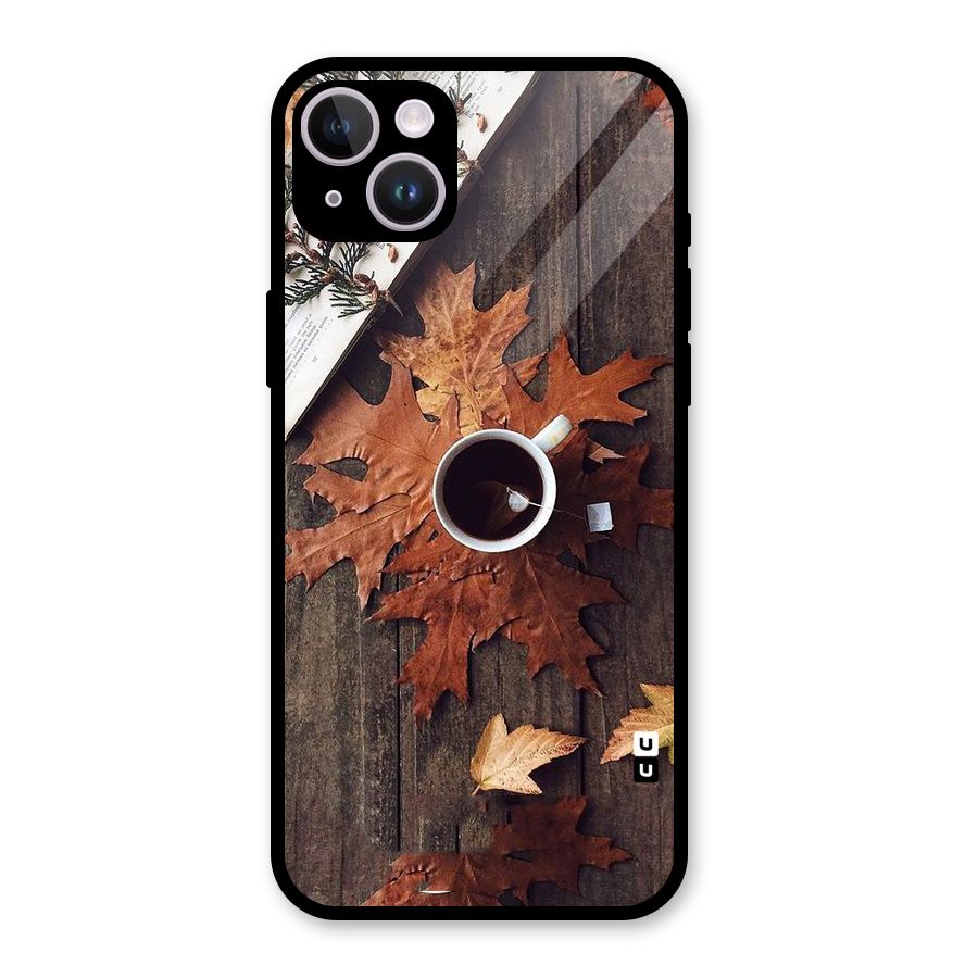 Fall Leaf Coffee Glass Back Case for iPhone 14 Plus