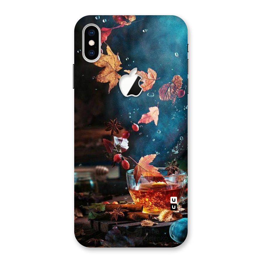 Falling Leaves Tea Back Case for iPhone XS Max Apple Cut