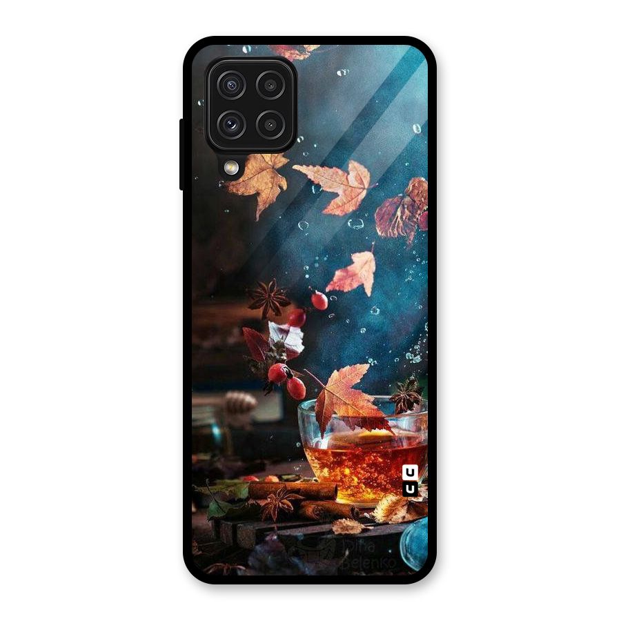 Falling Leaves Tea Glass Back Case for Galaxy A22 4G