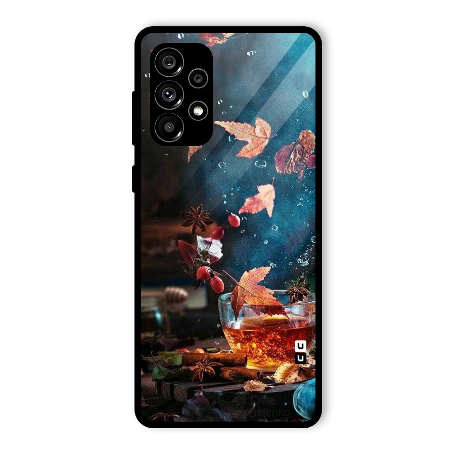 Falling Leaves Tea Glass Back Case for Galaxy A73 5G