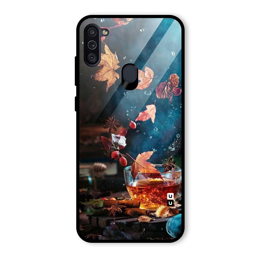 Falling Leaves Tea Glass Back Case for Galaxy M11
