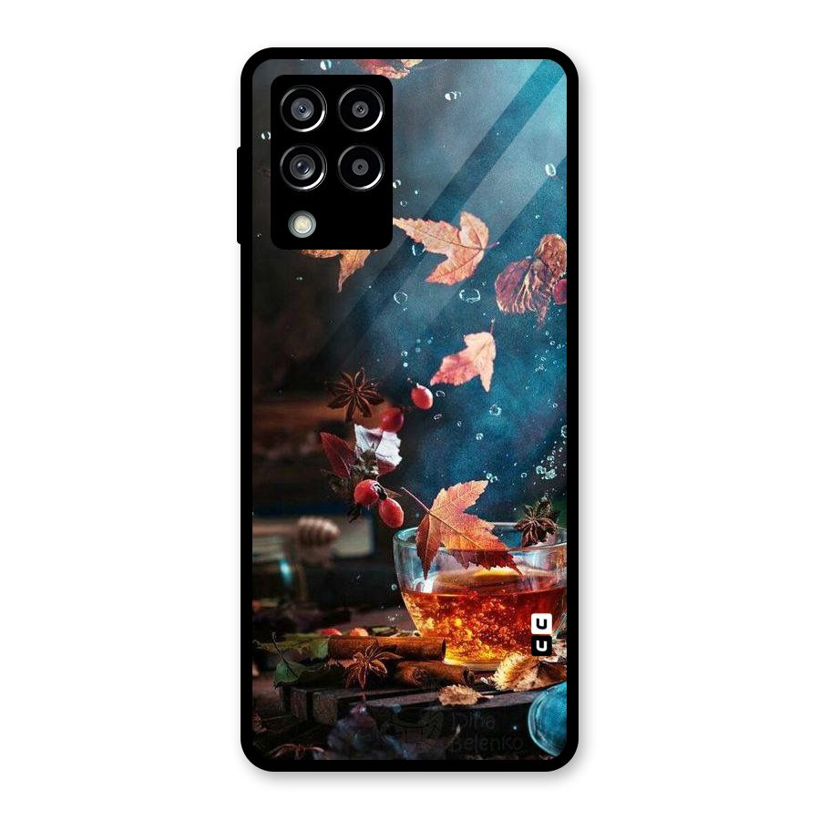 Falling Leaves Tea Glass Back Case for Galaxy M53 5G