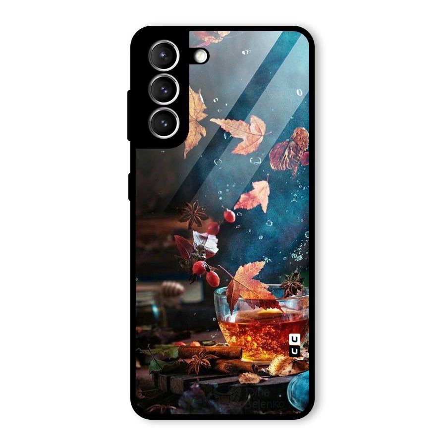Falling Leaves Tea Glass Back Case for Galaxy S21 5G