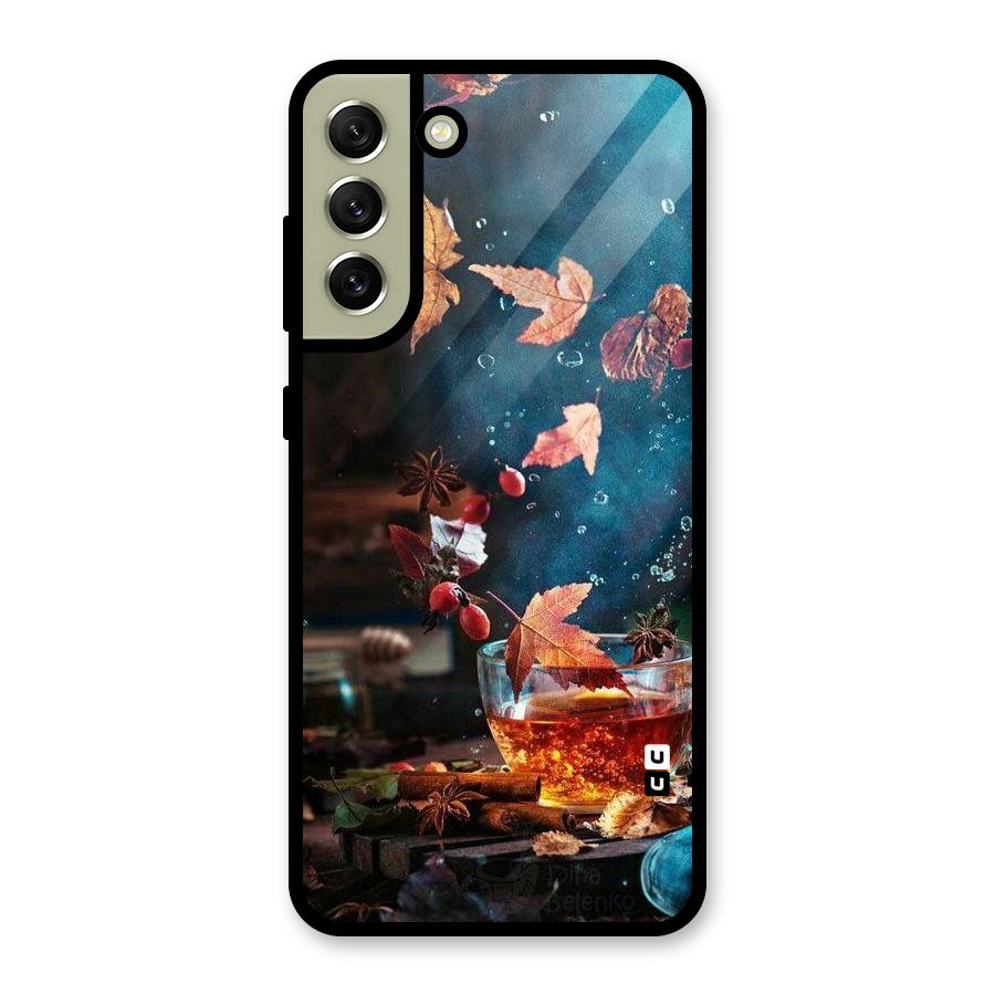 Falling Leaves Tea Glass Back Case for Galaxy S21 FE 5G