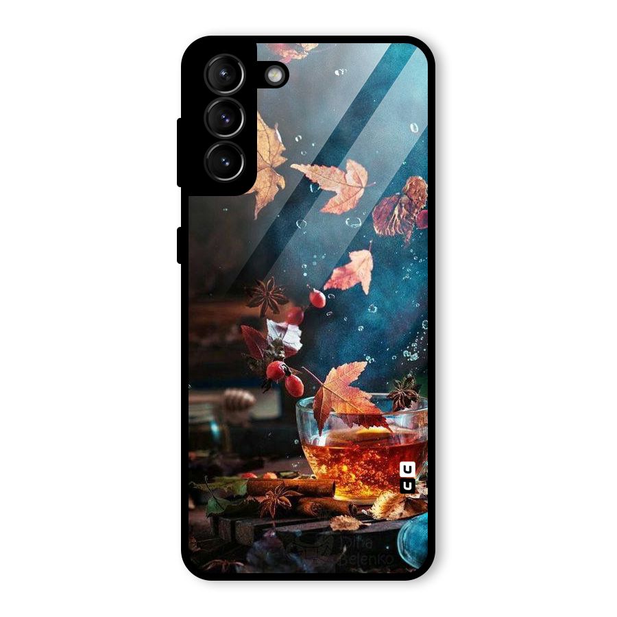 Falling Leaves Tea Glass Back Case for Galaxy S21 Plus