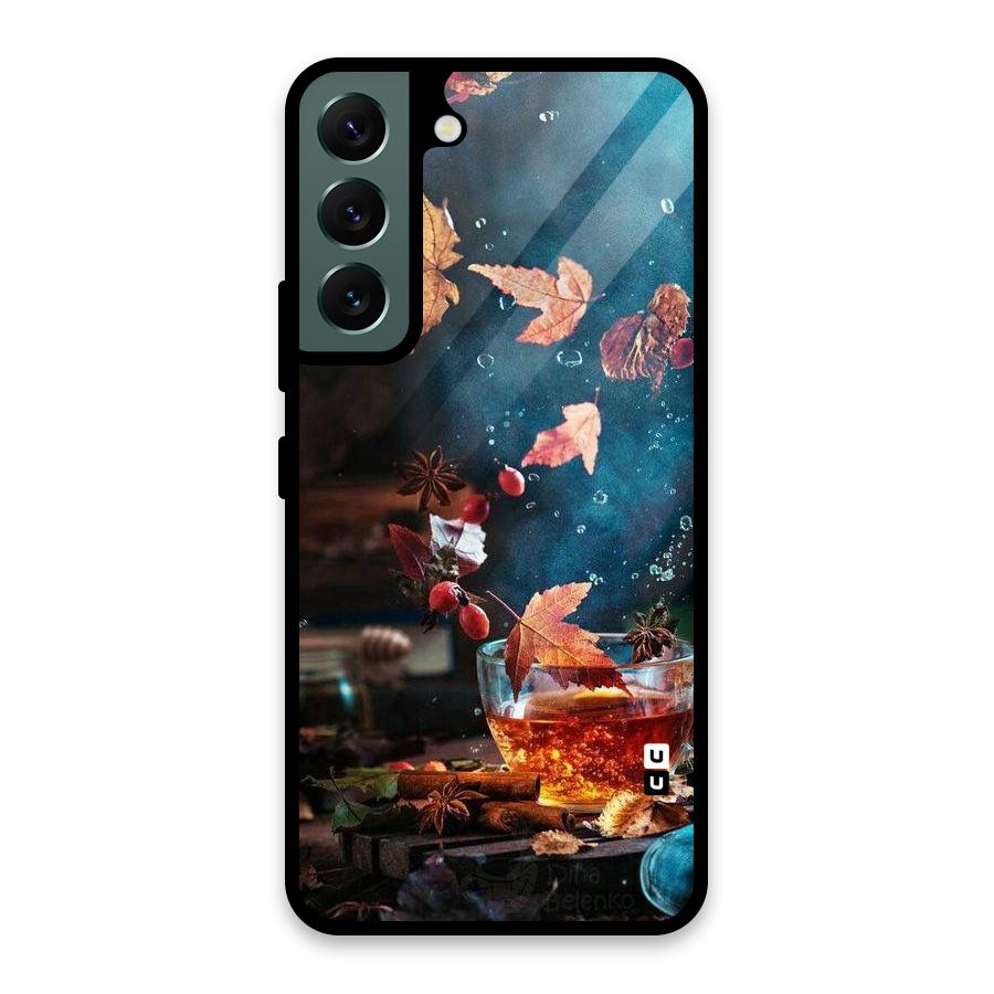Falling Leaves Tea Glass Back Case for Galaxy S22 5G