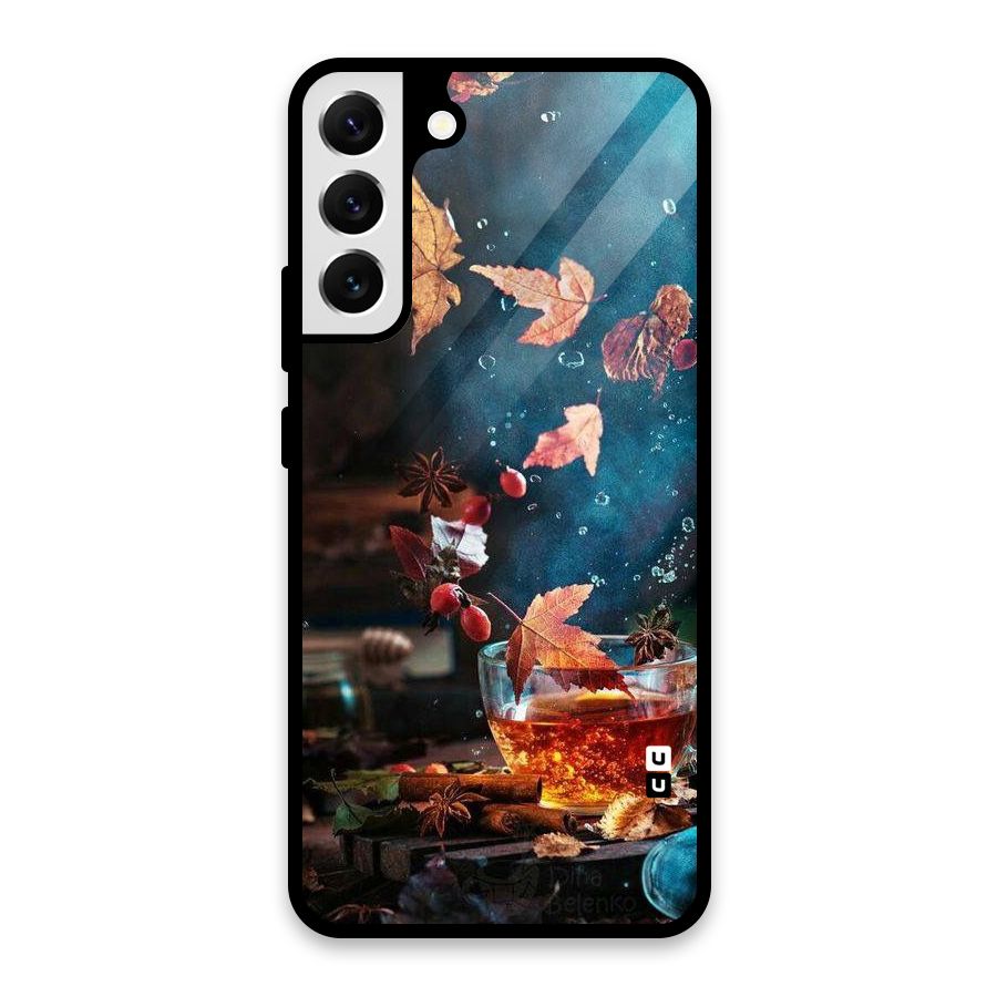 Falling Leaves Tea Glass Back Case for Galaxy S22 Plus 5G
