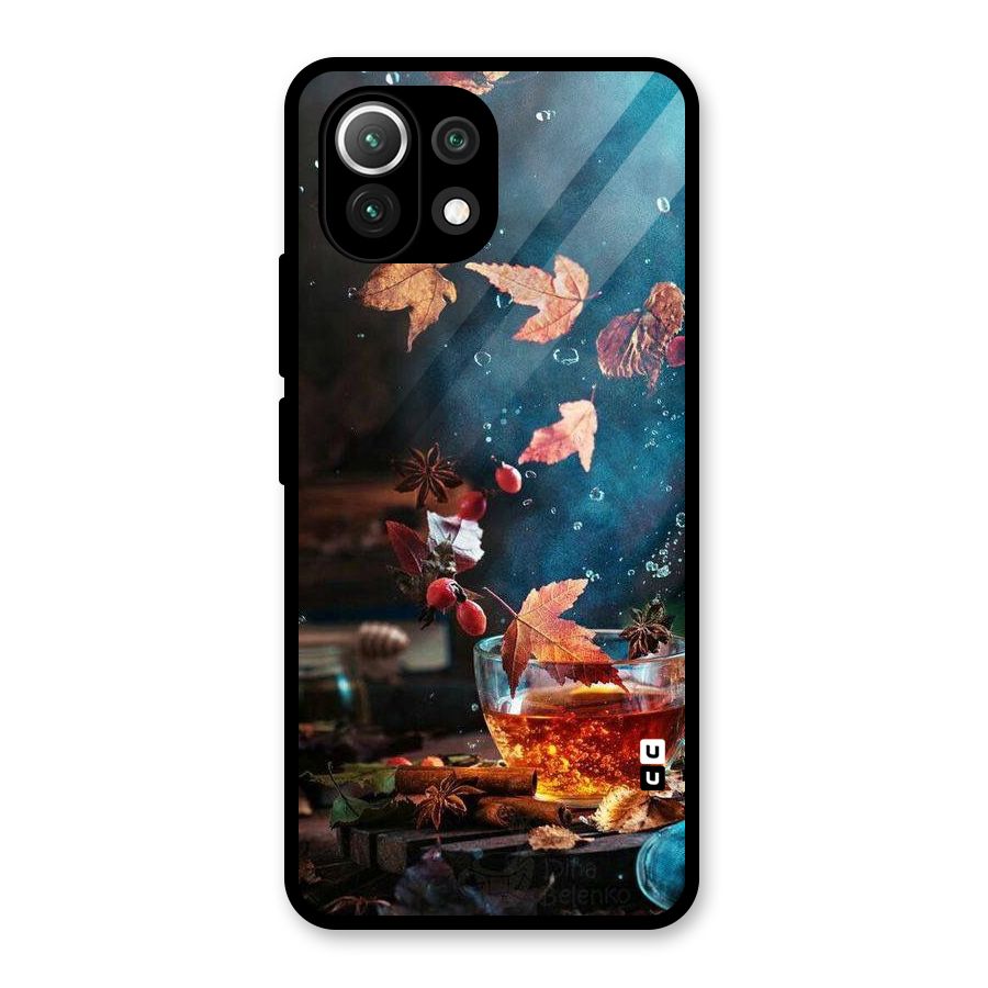 Falling Leaves Tea Glass Back Case for Mi 11 Lite