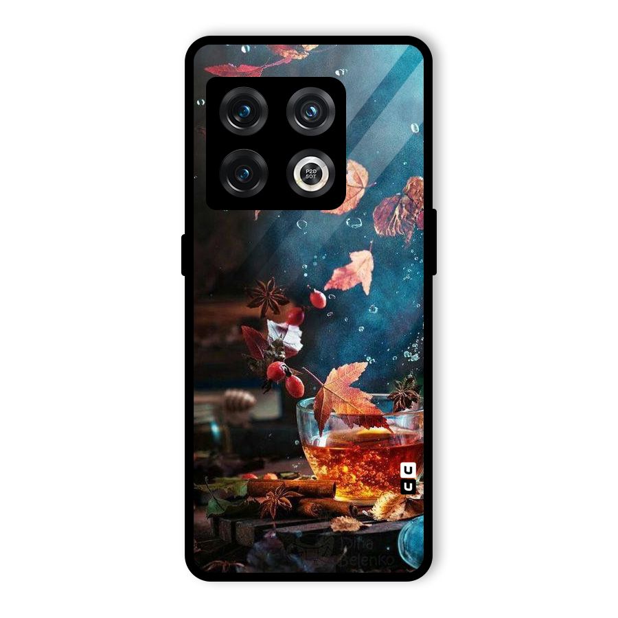 Falling Leaves Tea Glass Back Case for OnePlus 10 Pro 5G