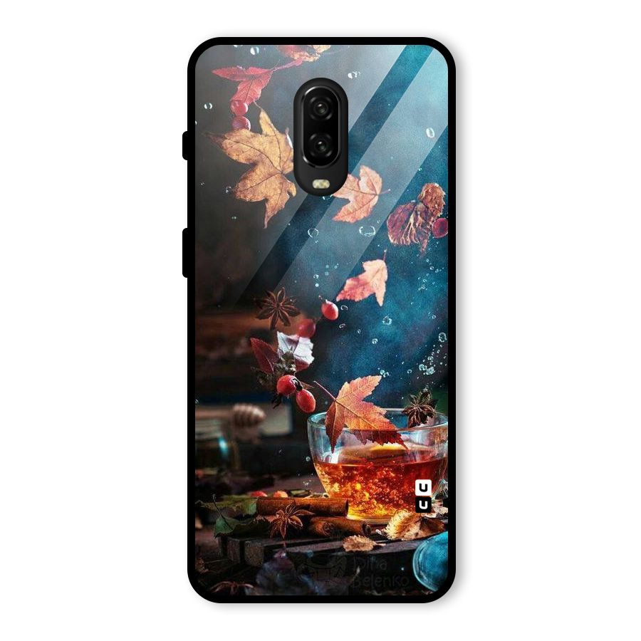 Falling Leaves Tea Glass Back Case for OnePlus 6T