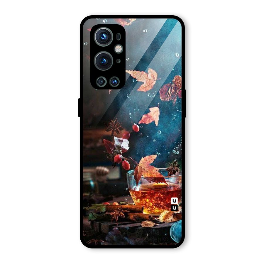 Falling Leaves Tea Glass Back Case for OnePlus 9 Pro