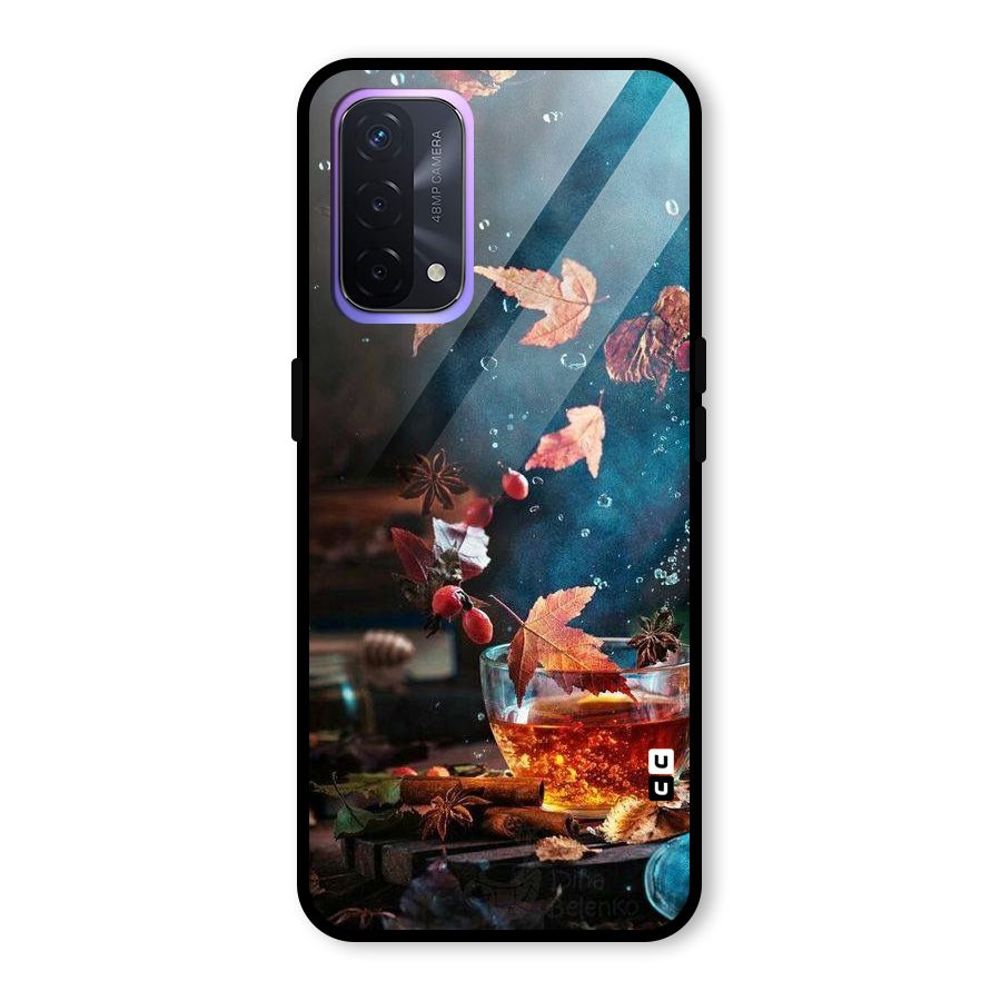 Falling Leaves Tea Glass Back Case for Oppo A74 5G
