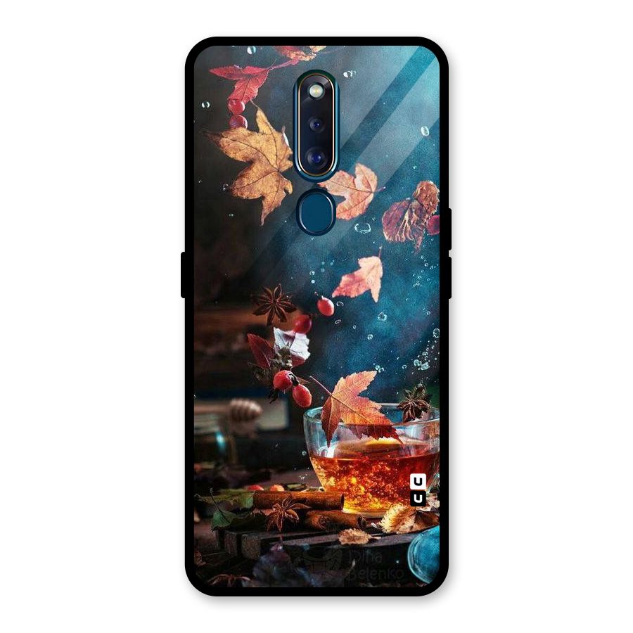 Falling Leaves Tea Glass Back Case for Oppo F11 Pro