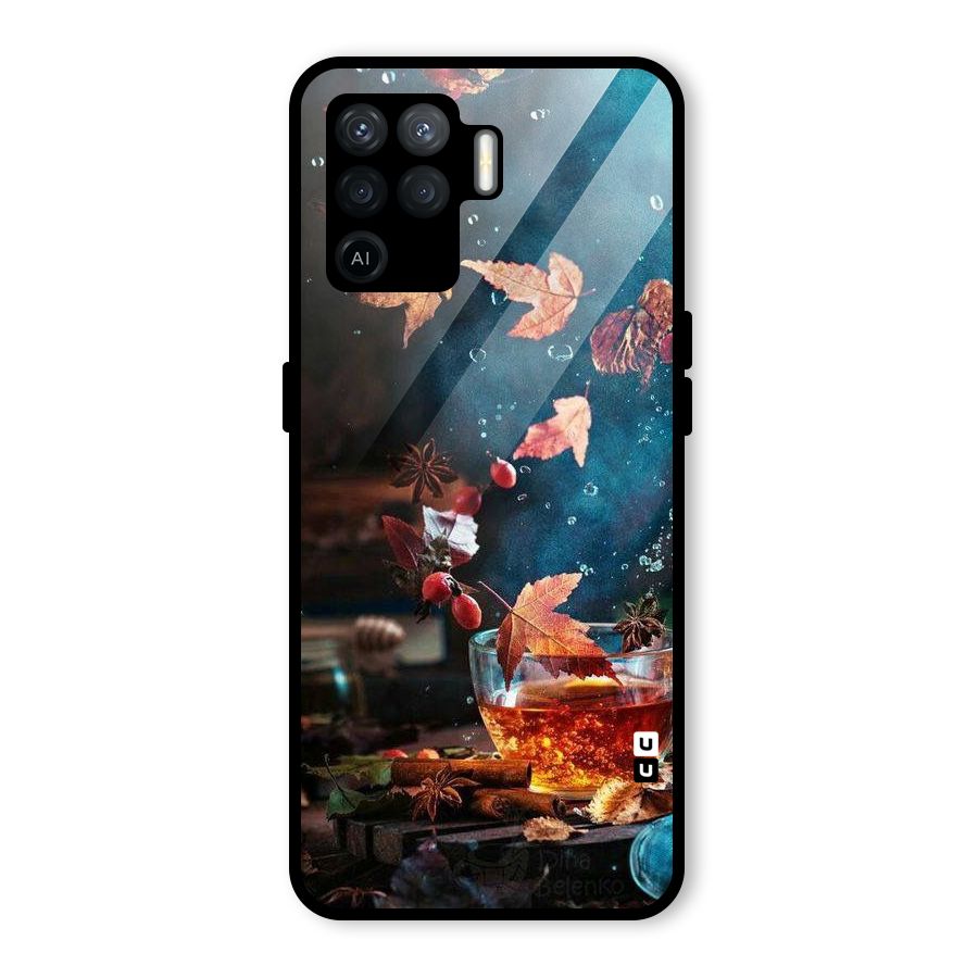 Falling Leaves Tea Glass Back Case for Oppo F19 Pro