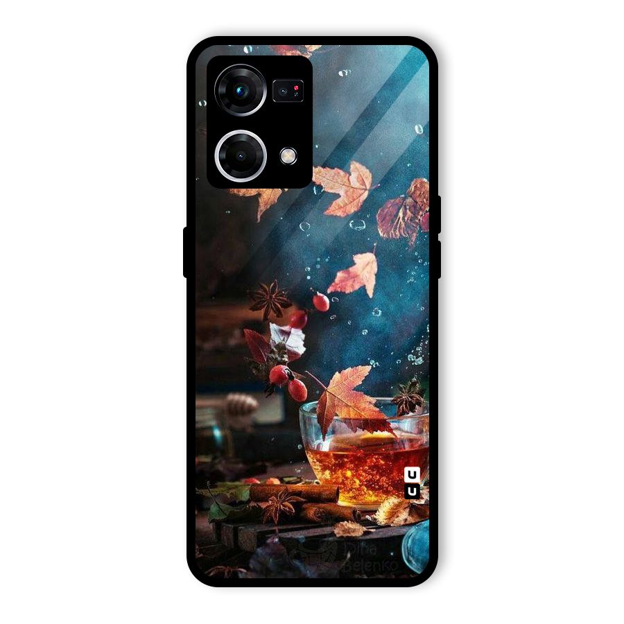 Falling Leaves Tea Glass Back Case for Oppo F21 Pro 4G