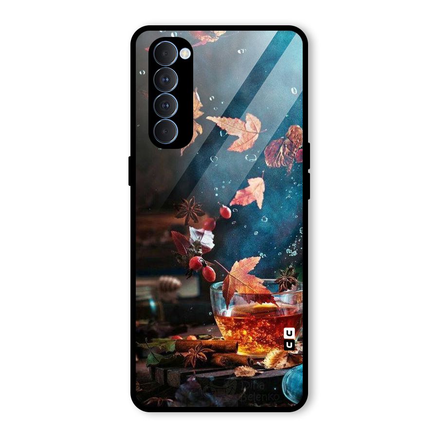 Falling Leaves Tea Glass Back Case for Oppo Reno4 Pro