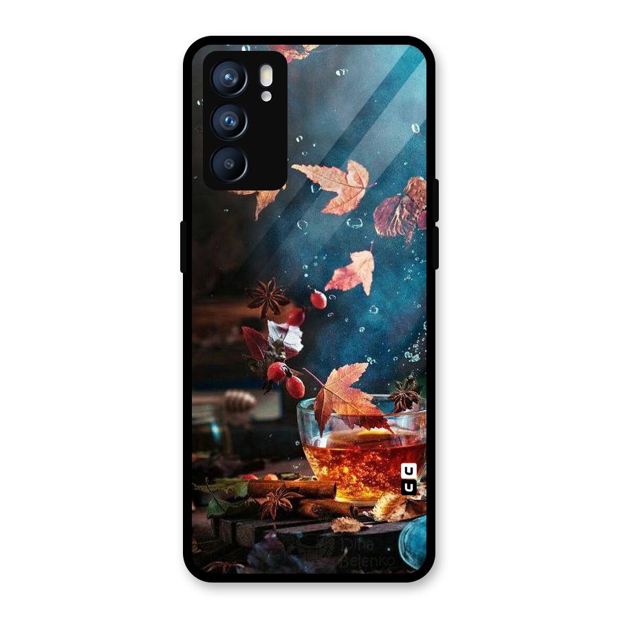 Falling Leaves Tea Glass Back Case for Oppo Reno6 5G