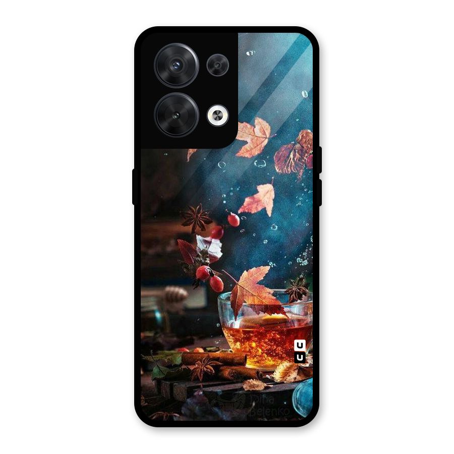 Falling Leaves Tea Glass Back Case for Oppo Reno8 5G