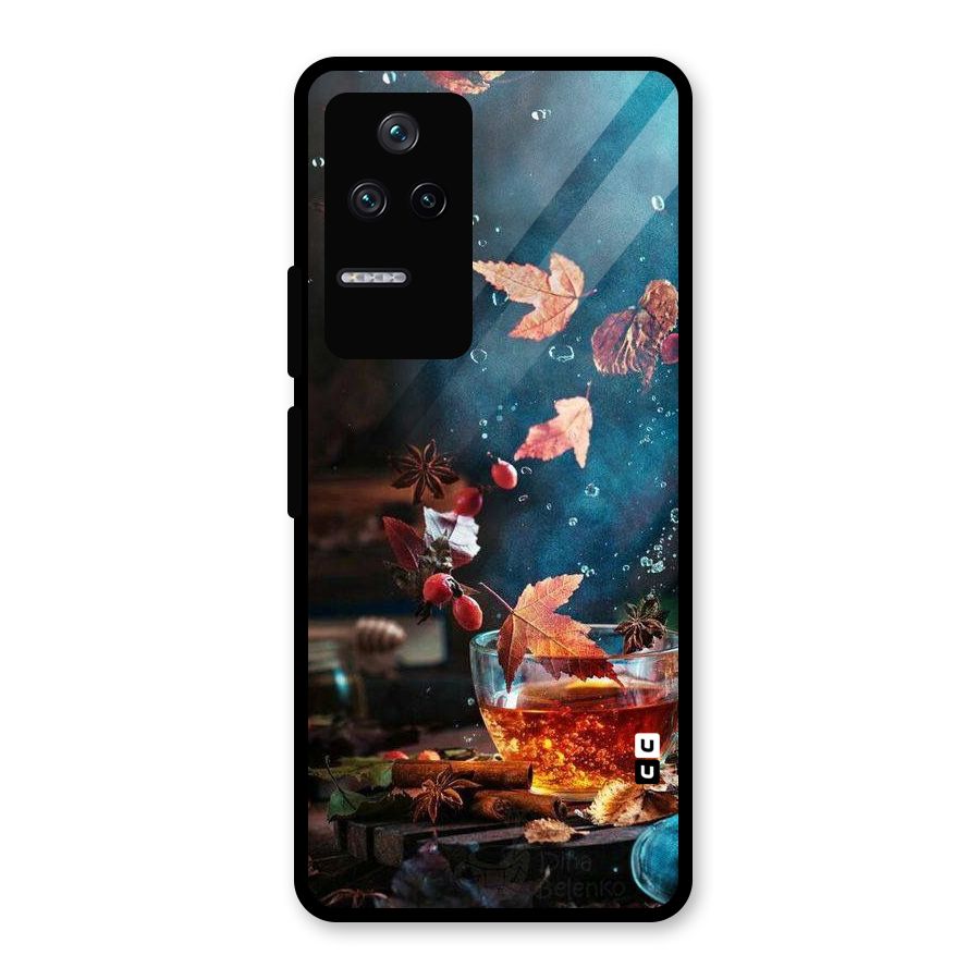 Falling Leaves Tea Glass Back Case for Poco F4 5G