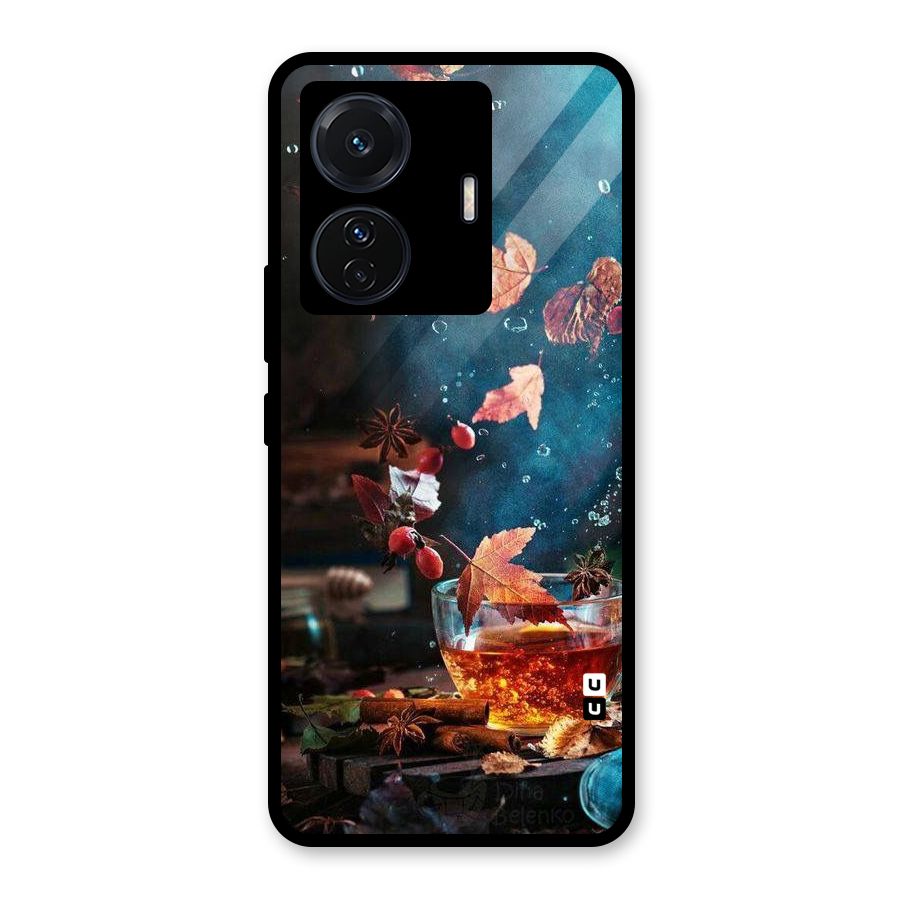Falling Leaves Tea Glass Back Case for Vivo T1 Pro