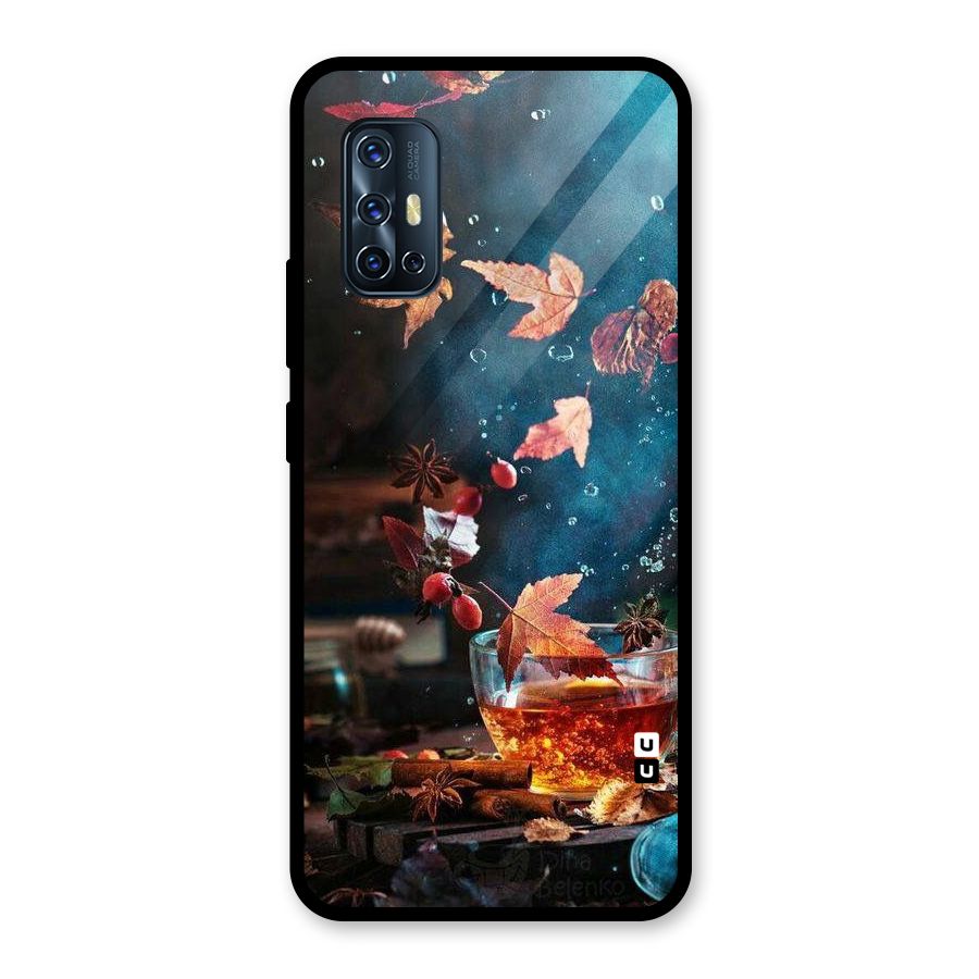 Falling Leaves Tea Glass Back Case for Vivo V17