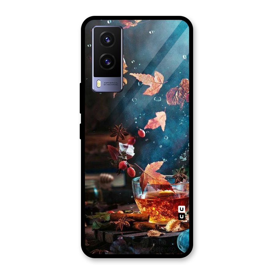 Falling Leaves Tea Glass Back Case for Vivo V21e 5G
