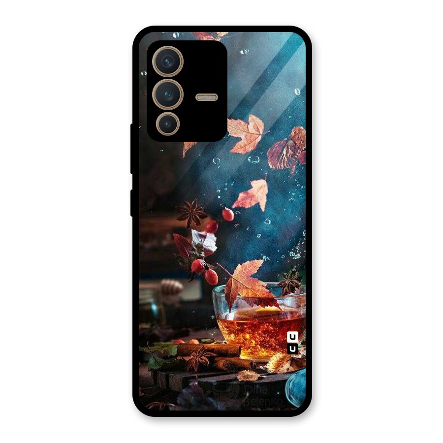 Falling Leaves Tea Glass Back Case for Vivo V23 5G