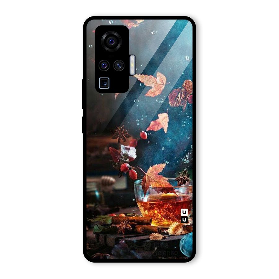Falling Leaves Tea Glass Back Case for Vivo X50 Pro