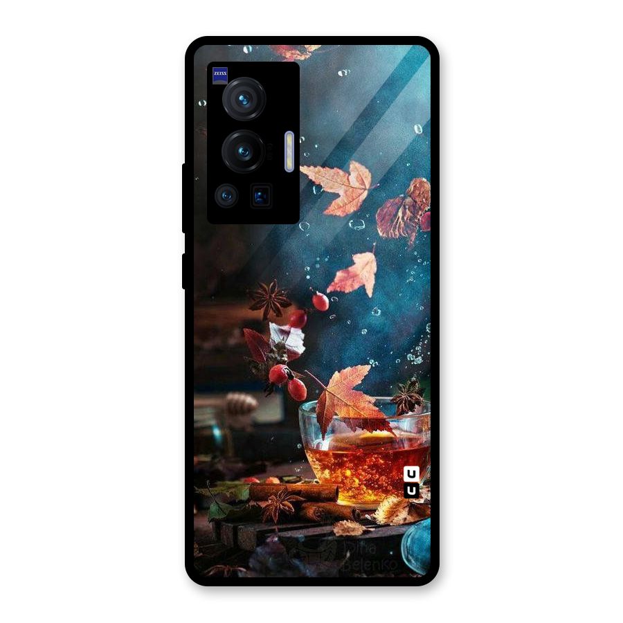 Falling Leaves Tea Glass Back Case for Vivo X70 Pro