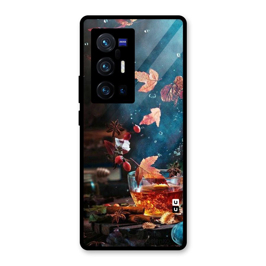 Falling Leaves Tea Glass Back Case for Vivo X70 Pro Plus