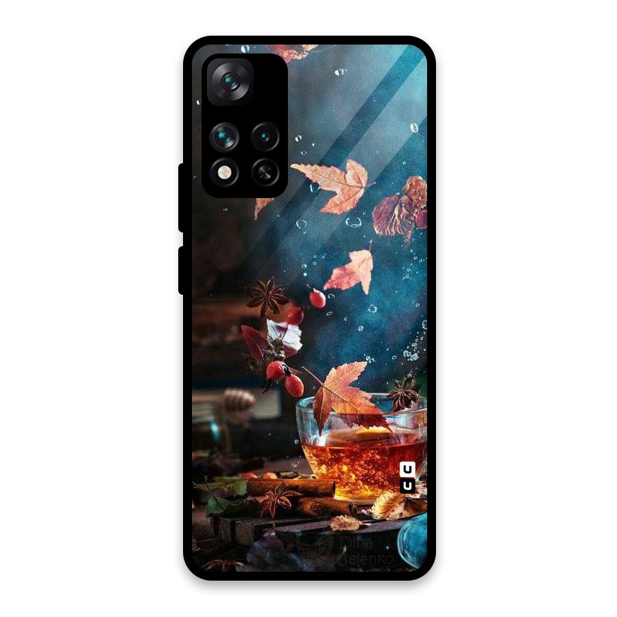 Falling Leaves Tea Glass Back Case for Xiaomi 11i HyperCharge 5G
